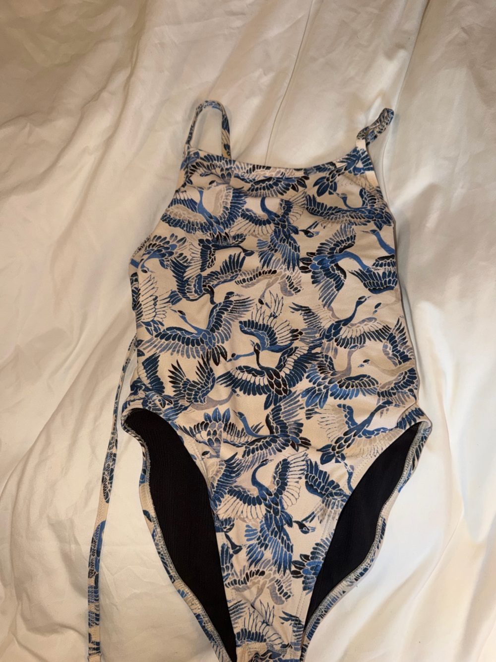 Jolyn Clothing Blue Bird Print One Piece Swimsuit RARE